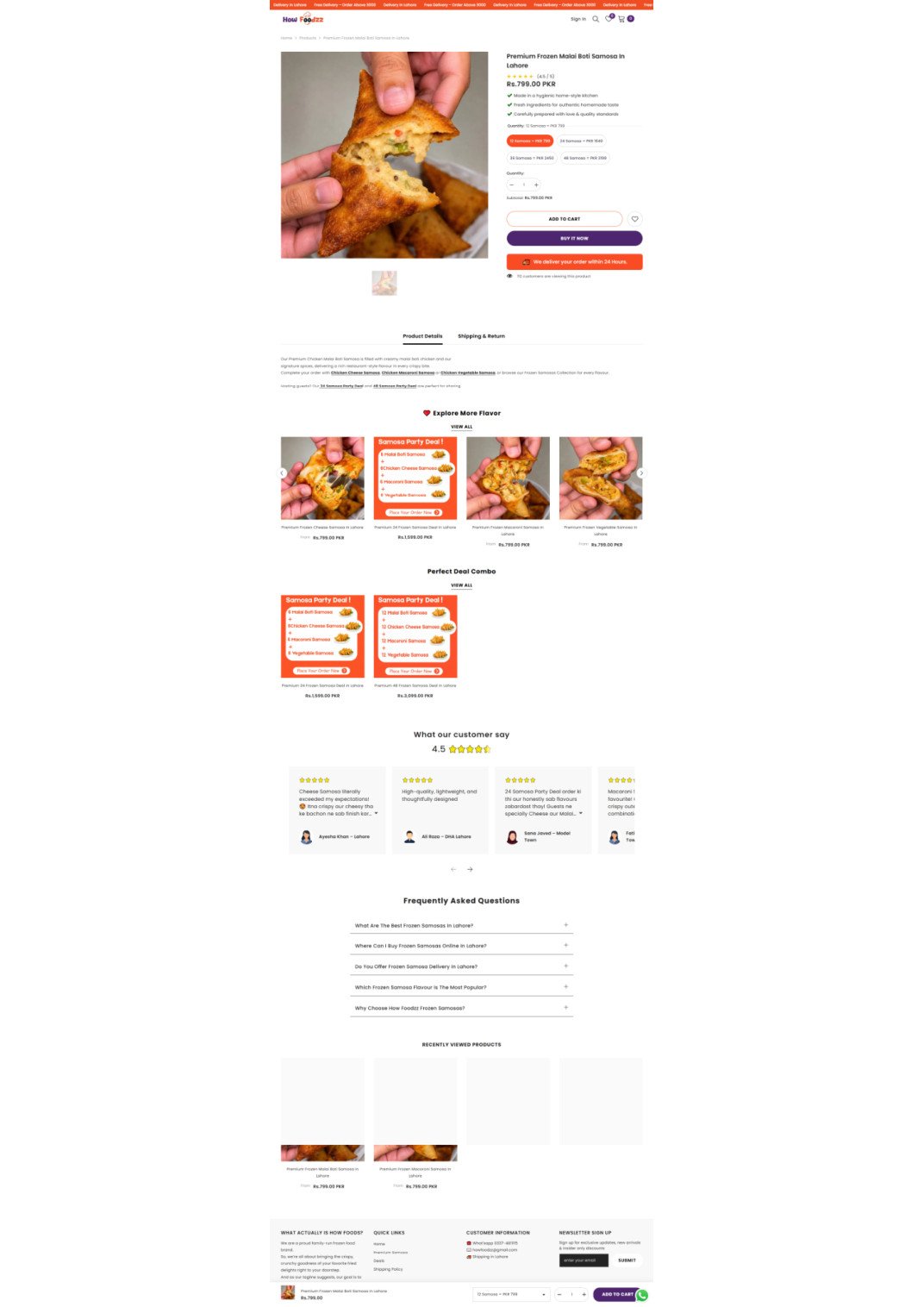 Frozen Food Product Page